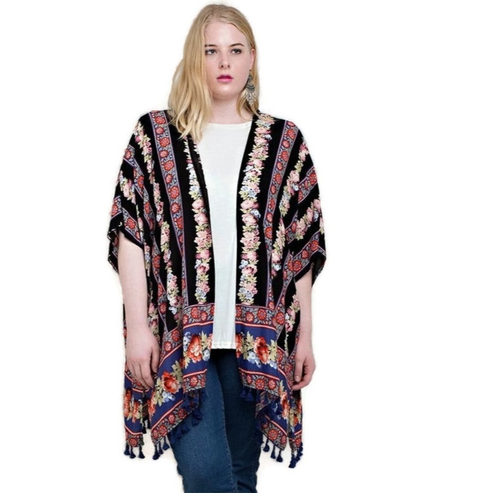 Kori America Back Crochet Patch Kimono Jacket